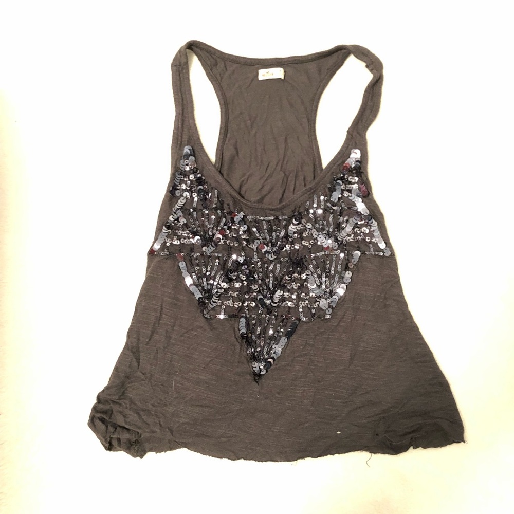 Sequined racer back tank top
